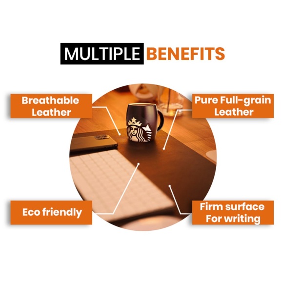 Leather Nomads Premium Leather Desk Pad with Coaster and Lens Wipe - New In Box - Picture 6 of 11